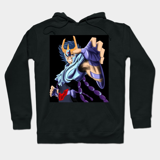 ikki the phoenix saint in immortal myth cloth in saint seiya art ecopop in black Hoodie by jorge_lebeau